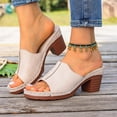 thumbnail image 5 of Npasoilc High Chunky Heel Fish Mouth Sandals for Women,Strappy Metal Buckle Open Toe Summer Beach Slippers with Arch Support Non-Slip Breathable Cushioned for Vacation, 5 of 9