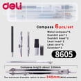 thumbnail image 1 of Stainless Steel Multifunctional Drafting Drawing Compass Math Geometry 2/4/5/6 pcs/set Circles Tool Durable School Supplies No.8605-6pcs-set, 1 of 6