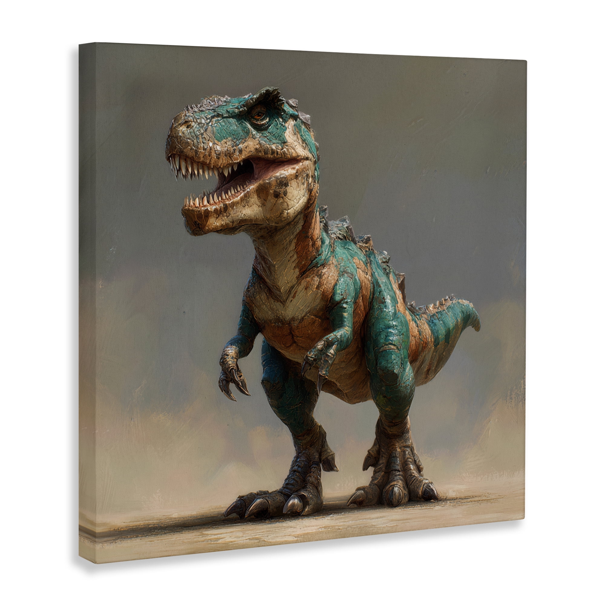 Stupell Industries Turquoise T-Rex Study Canvas Wall Art, design by Wumples