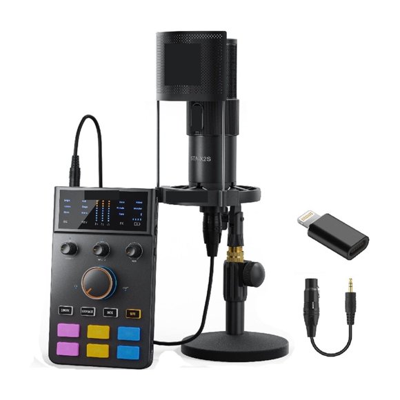 C1-K1 Audio Interface With XLR Microphone For Streaming/Gaming/Podcasting, Sound Card ,Easy to Use