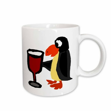 

3dRose Funny Penguin Drinking Glass of Red Wine Ceramic Mug 15-ounce