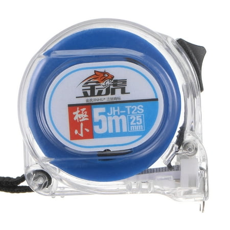 

Self-Lock Tape Measure 5M Metric Ruler Retractable Steel Measuring Tape 25mm Wide Transparent Blue ABS Shell