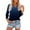 #155-Navy, variant on Womens Blouses Three Quarter Sleeve Loose Fit V Neck Button Front Raglan Sleeve Solid Soft Breathable Pullover for Summer Gift
