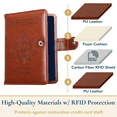 thumbnail image 6 of ComfiTime Passport Holder – RFID Blocking Passport Wallet for Cash, Travel Wallet Passport Cover with Vaccine Card Holder for Men/Women, Waterproof PU Leather Passport Case, Brown, 6 of 11