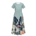 thumbnail image 5 of Uourmeti Girls Dress with French Bulldog Flower Print Short Sleeve Round Neck Casual Maxi Dresses with Pockets Summer Long Sundress for Kids, Size 7-8 Years, 5 of 7