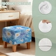 thumbnail image 7 of SCRAWLGOD Daisy Tie-Dye Print Blue Square Ottoman Slipcover, Removable Washable Footrest Stool Cover Foldable Storage Furniture Protector Elastic Ottoman Cover for Pets, 7 of 7