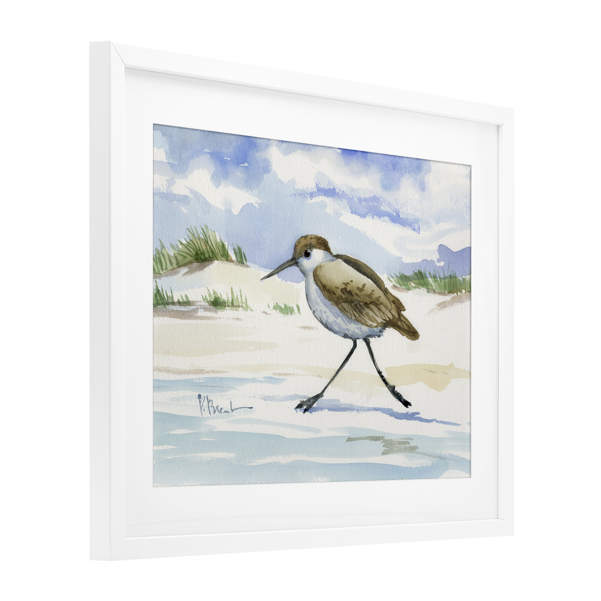 Stupell Industries Inlet Beach Sandpiper Running White Framed Print Under Glass, design by Paul Brent