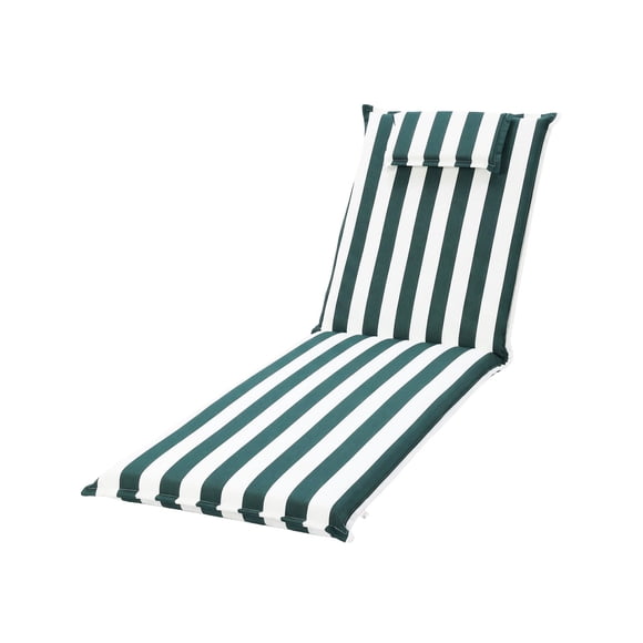Aoodor Outdoor Lounge Chair Cushion with Headrest for Patio Chaise Lounge Chair, 79 x 25 x 3.2 Inch Fade-Resistant Patio Lounge Cushion for Deck, Pool, Lawn, Green Stripe