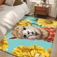 thumbnail image 4 of 3'x5' Rug for Living Room Bedroom, Alpaca Sunflowers Washable Area Rugs Non-Slip Carpet Mats, Watercolor Animals Floral Plant Teal Indoor Low Pile Area Rug Runner for Kitchen, Mudroom, 4 of 8
