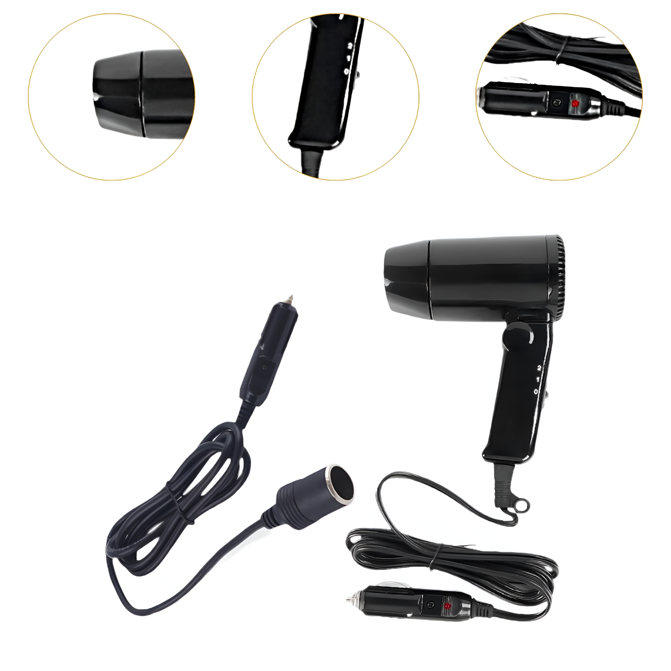 HIBIBUD Mini Car Hair Dryer 12V Multipurpose Travel Blow Dryer for Rv Auto Home