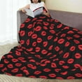 thumbnail image 6 of Cauagu Sexy Red Lips Kiss Pattern Flannel Bed Blankets,Fleece Blanket Comfortable Air Conditioning Blanket for Sofa Bed Travel Couch & Living Room -40"x30", 6 of 8