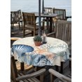 thumbnail image 2 of Outdoor Tablecloth with Umbrella Hole for Patio/Picnic/Party/Camping, Navy Blue Coastal Waterproof Table Cloth Round Cover Washable, Shell Starfish Coral Nautical Beige Ocean (Dia 54"), 2 of 9