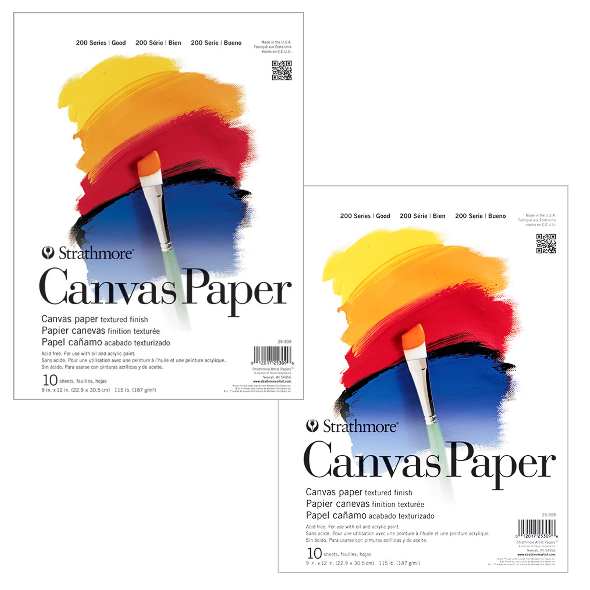 Strathmore 200 Series Canvas Paper Pad 9in x 12in, 10 White Sheets per