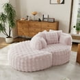 thumbnail image 2 of Wiilayok Oversized Accent Chair,55" W Faux Fur Armchair Comfy Reading Chair with Ottoman for Living Room, Bedroom,Pink, 2 of 9