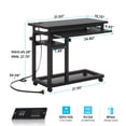 thumbnail image 3 of Tribesigns Small Mobile Computer Desk, Portable Adjustable Height Desk with Power Outlets and Storage Shelves for Home Office, Black, 3 of 10
