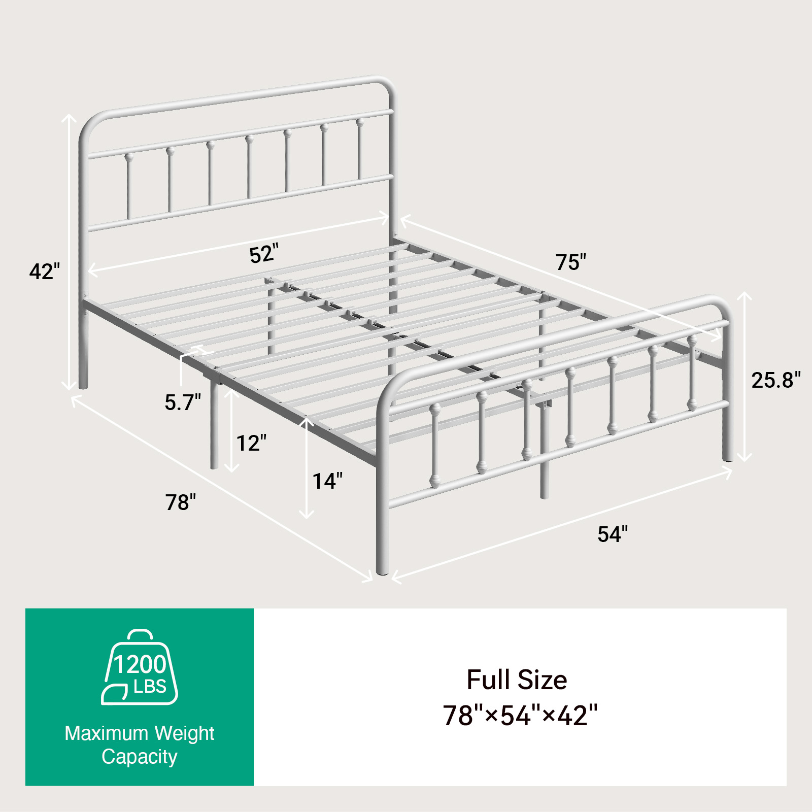 Novilla Metal Bed Frame Twin Size - Modern Minimalist Victorian Style with Headboard