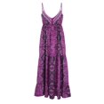 thumbnail image 3 of Gibobby Vestido de gasa de verano para mujer Vestido largo floral sin mangas con cuello en V para mujer Vestido largo bohemio de playa(Morado,M), 3 of 5