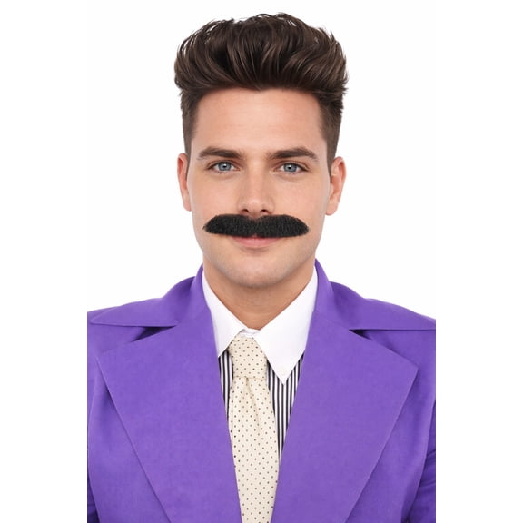 HPO Adult Men's Fake Human Facial Hair Tv Show Mustache Novelty Black Color Costume Accessory.