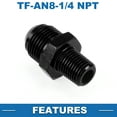 thumbnail image 5 of Unique Bargains Male Flare Reducer Hose Fitting Adapter TF-AN8-1/4 NPT Fuel Line Connector Aluminum Black, 5 of 6