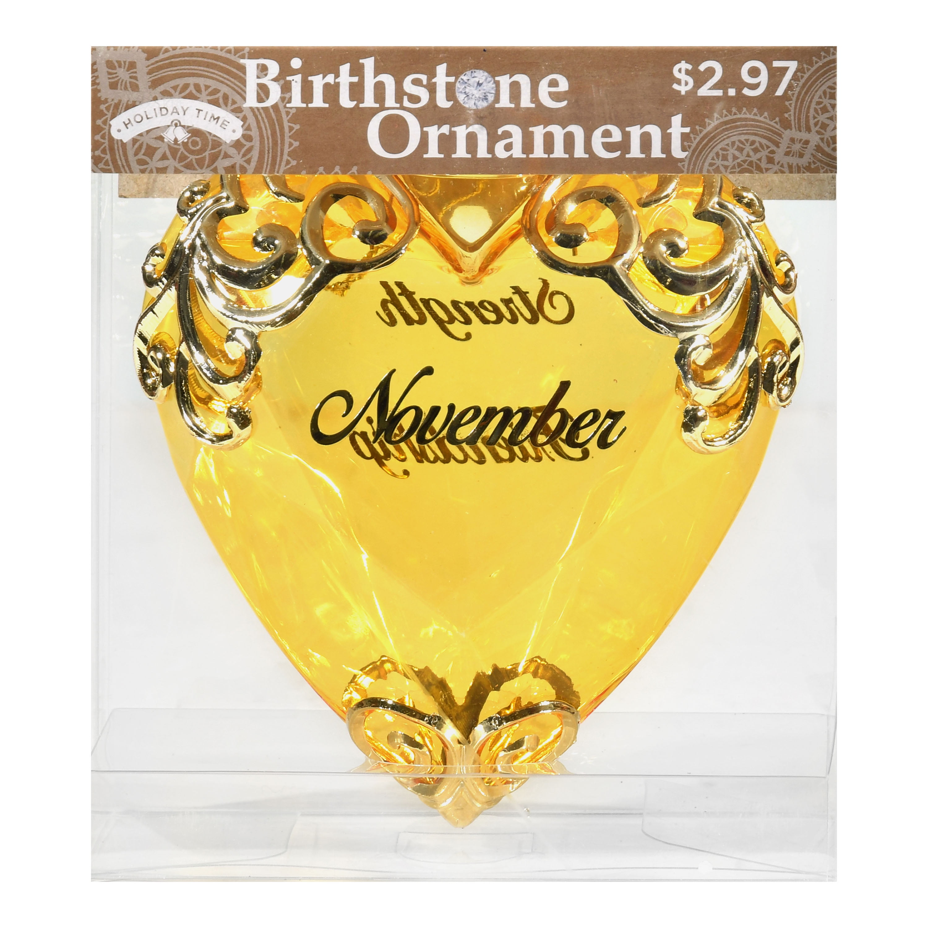 Holiday Time November Birthstone Ornament in Gold - Walmart.com - Walmart.com