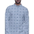 thumbnail image 4 of Atasi Button Down Asymmetrical Kurta For Men Printed Mandarin Long Sleeve Shirt, 4 of 5