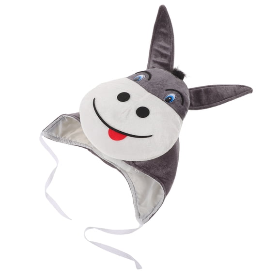 FOMIYES Warm Grey Plush Donkey Animal Hat for Festival Parties and Cosplay Use