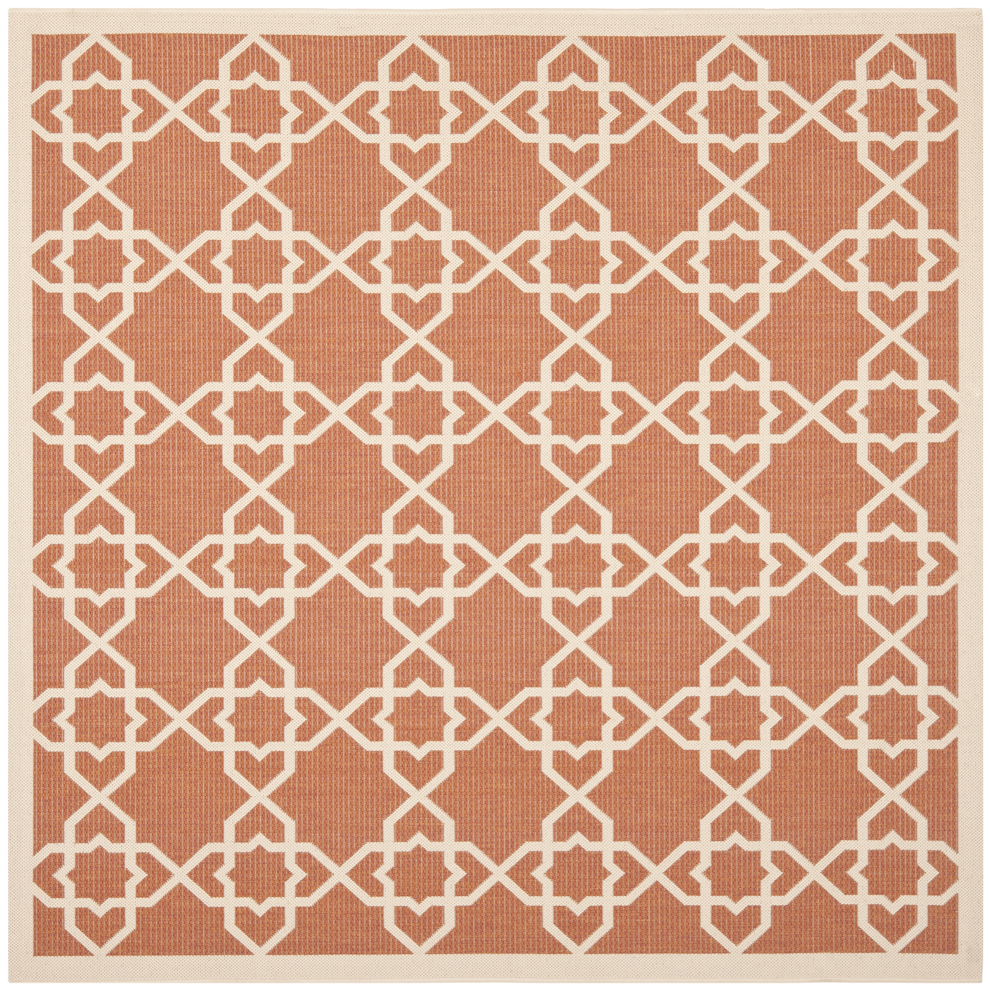 Safavieh Courtyard Carol Geometric Indoor/Outdoor Area Rug, Terracotta/Beige, 6'7" x 6'7" Square