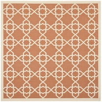 SAFAVIEH Courtyard Carol Geometric Indoor/Outdoor Area Rug, 6'7" x 6'7" Square, Terracotta/Beige