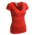 thumbnail image 2 of Essential Basic Women's Plain Short Sleeve V Neck T Shirts - 2Pk - Red, Royal, 2XL, 2 of 3