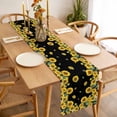 thumbnail image 3 of Sunflower Black Table Runner - 108 Inch Long, Kitchen Dining Table Runner Dresser Scarves, Watercolor Floral Vintage Farmhouse Farmhouse Decor for Coffee Tables Wedding Party Banquet, 3 of 8