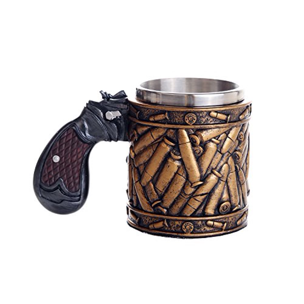 Novelty Pistol Handle with Bullet Casings Coffee Mugs Gun Mugs Pistol