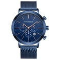 thumbnail image 2 of MINIFOCUS Men's Wrist Watches Luxury Men's Quartz Watch 30m Waterproof Blue Stainless Steel Mesh Strap, 2 of 6