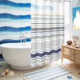 thumbnail image 5 of No Hook Shower Curtain, Gray Stripe Shower Curtains for Bathroom with See Through Top Window, Modern Abstract Art Navy Blue Striped Rustic Waterproof & Washable Bath Curtain Small Stall 36"x78", 5 of 9