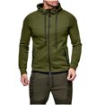 thumbnail image 3 of Mlzmgr Hoodies for Men Drawstring Long Sleeve Pullover Sweatshirts with Zip Pockets Solid Color Mens Atheltic Hoodies, 3 of 8