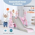 thumbnail image 2 of EVMORE 4 in 1 Toddler Slide and Swing Set for Aged 1-6 Children Kids Boys Girls, Indoor Outdoor Freestanding Playground with Slide, Swing, Climber and Basketball Hoop - Pink, 2 of 8