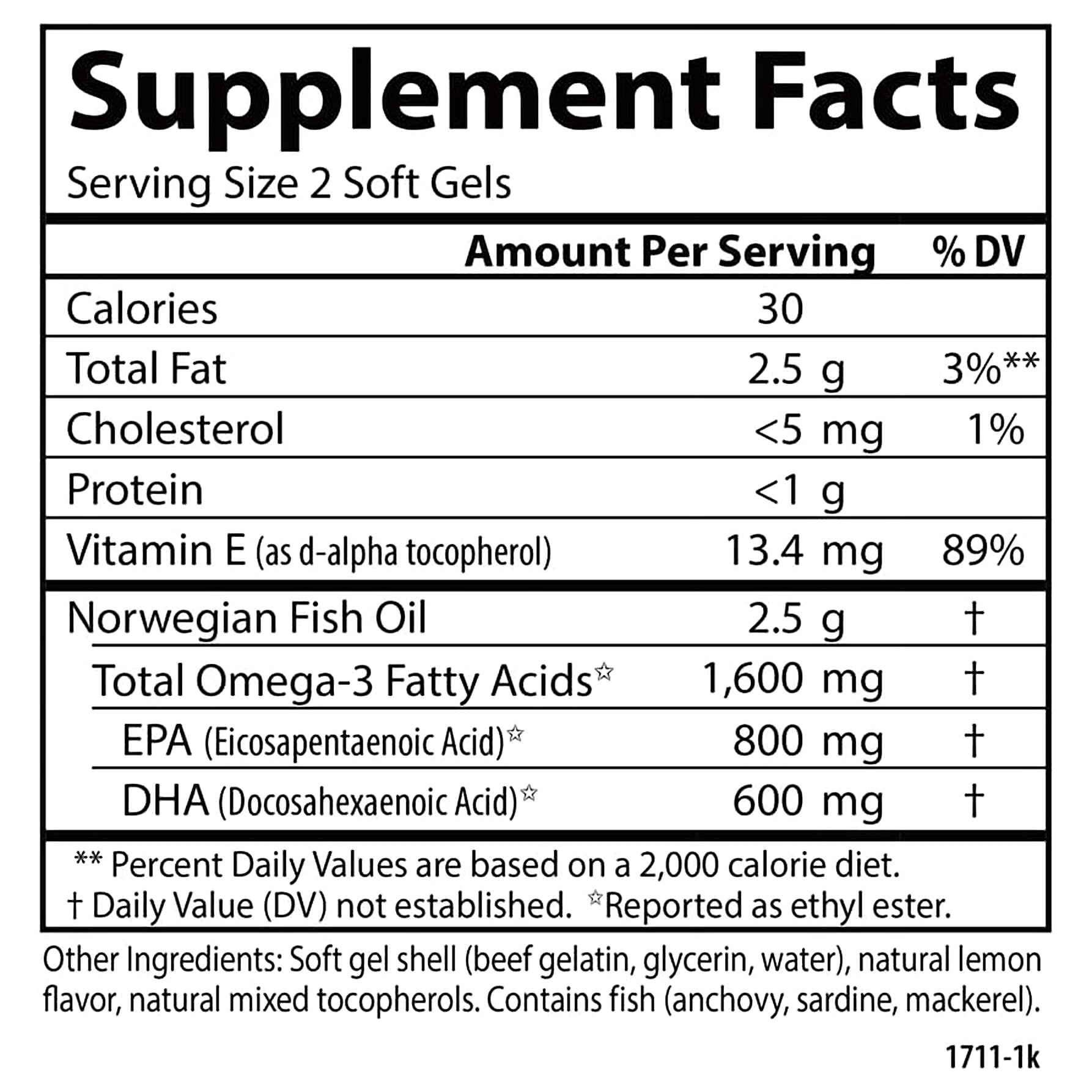 Carlson Wild Caught Elite Omega-3 1600mg Lemon Flavor- 90 Softgels