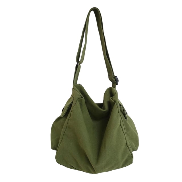 Qarigey Multifunction Canvas Hobo Bag Durable Women Vintage Men Style for Work Beach Bolsas de mensajero y de hombro Verde
