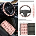 thumbnail image 3 of Jeiento Strawberry Car Seat Cover Full Set Car Floor Mats Steering Wheel Cover Flower Seatbelt Pad Armrest Cover Coaster Keychains Chapstick Holder Cute 17 Pack Auto Interior Accessories Set, 3 of 8