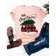 thumbnail image 1 of Camiseta de manga corta para mujer, ropa con estampado de árbol de gato encantador, camisetas gráficas básicas de moda de Año Nuevo, 1 of 5