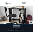 Mainstays Small Space Writing Desk with 2 Shelves, True Black Oak Finish