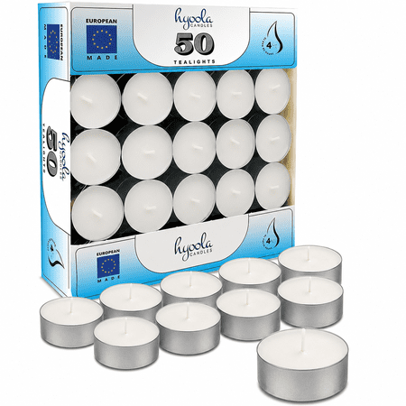 Hyoola Tea Light Candles, 50 Pack, 4 Hour Burn