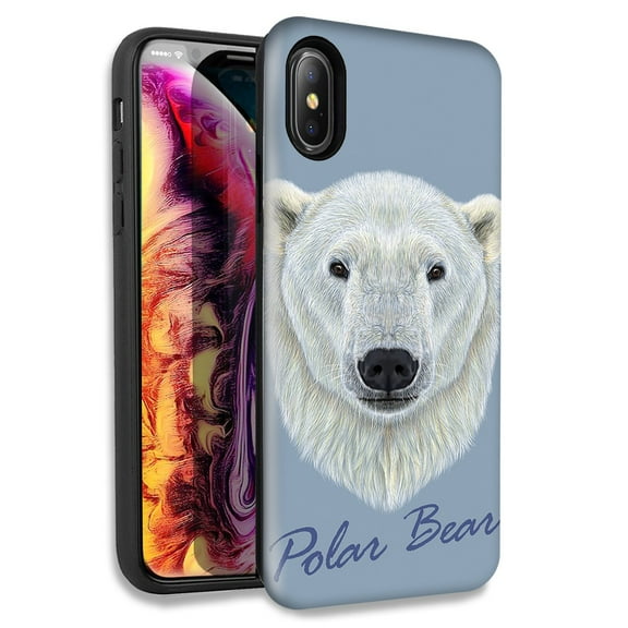 Mundaze Polar Bear Double Layer Hybrid Case Cover For Apple iPhone X XS