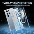 thumbnail image 2 of CASEFIV for Samsung Galaxy S24 Ultra Case,Compatible with MagSafe,Clear Magnetic Glitter Gradient Sparkle Luxury Plated Soft TPU Bumper Full Camera Lens Protector,Blue, 2 of 6
