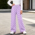 thumbnail image 7 of LangJing Girls Polka Dot Printed Fleece Sweatpants Youth Kids Elastic Waist Casual Drawstring Wide Leg Pants, 5-15Years, 7 of 7