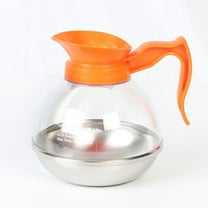 TrueCraftware- 64 oz. Decaf Coffee Decanter Stainless Steel Base Polycarbonate Body with Orange Plastic Handle Commercial Grade- Carafe Easy Pour Coffee Decanter Perfect for Cafes Home and Restaurant
