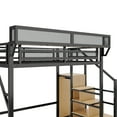 thumbnail image 2 of Mirightone Full Size Loft Bed with Stairs & Storage, Metal Loft Bed with Wardrobe & Extended Shelf, Full Loft Bed for Teens & Adults (Black), 2 of 8