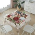 thumbnail image 6 of Patriotic American Flag Table Cloth Waterproof Tablecloths, Vintage Roses Floral Paisley Brown Tablecloth Dining Table Cover for Kitchen Party Tabletop Outdoor, Square Tablecloth 60x60 Inch, 6 of 9