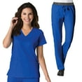thumbnail image 1 of Maevn Eon Back Mesh Panel Shaped V-neck Top & Embroidered Logo Waistband Cargo Pant Scrub Set, 1 of 5