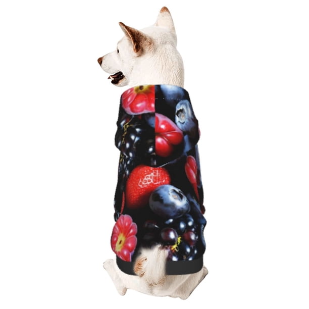 Balery Variety Of Fruits And Berries Sudadera con Capucha para Perros Pequeños – Ropa para Mascotas, Disfraz para Perros y Gatos, Ideal para Fiestas y Cosplay-Small