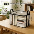 thumbnail image 2 of Clear Book Storage Bag with Reinforced Handles - Heavy Duty Plastic Comic Book Organizer & DVD Storage Bin - Collapsible Media Tote with Zipper Lid for Books, Journals and Albums - 15" x 9.5" x 12.6", 2 of 7